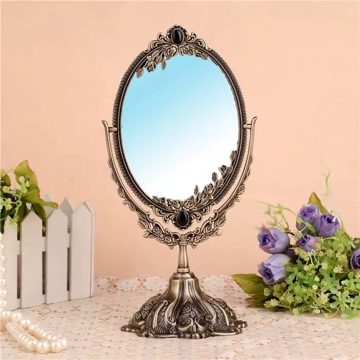 Miroir mural ovale De Style européen pour femmes, miroir rond De maquillage pour filles, accessoires