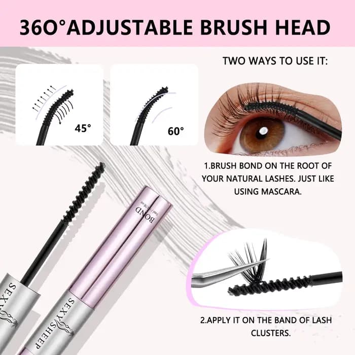 Colle à cils 2-en-1 pour extensions de cils DIY : Adhésion et scellage longue durée, tenue forte, ré