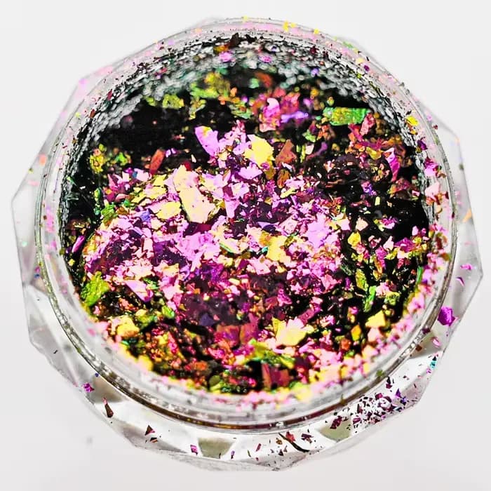 1 pot de paillettes pour nail art AURORA Chrome, multi-chrome, caméléon, paon, galaxie, paillettes p