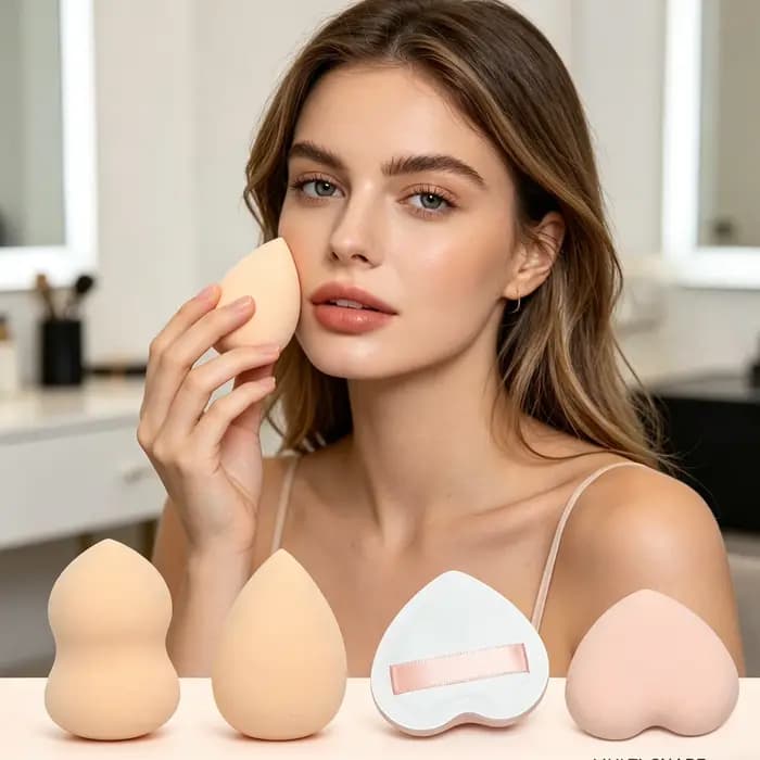 Un ensemble de 4 éponges de maquillage de couleur chair, multi-tons et polyvalentes, parfaites pour 