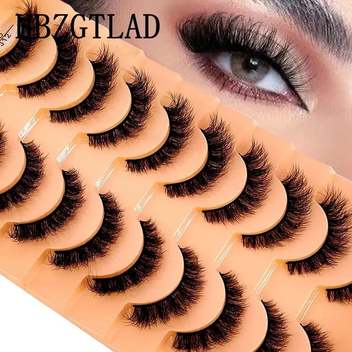 Nouvelles 7/10 paires de faux cils en vison synthétique faits à la main, maquillage naturel nude, si