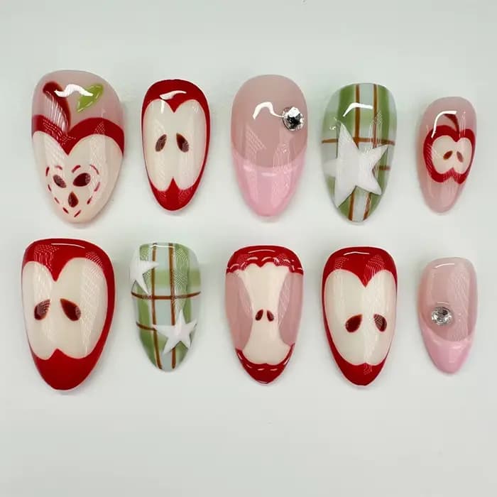 24 pièces longues amande presse sur ongles Anime modèle couverture complète ongles conseils ornement