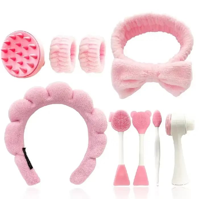 Ensemble de maquillage de beauté 9 pièces, trousse de maquillage, comprenant un ensemble de bandeau 