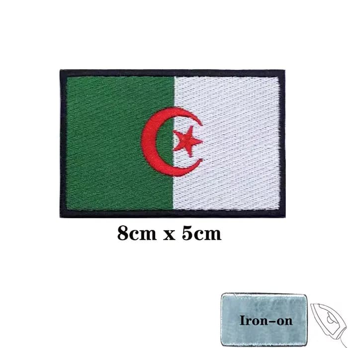 Patch brodé drapeau préliminaire algérien, brassard, crochet et boucle, fer sur badge brodé, rayure 