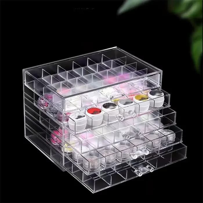 Boîte de rangement transparente en acrylique, 72/79/120 grilles, compartiment de rangement pour Nail
