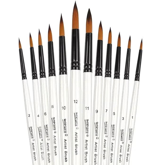 Ensemble de pinceaux ronds Filbert, 12 pièces, pinceaux d'artiste pour huile acrylique, aquarelle, G