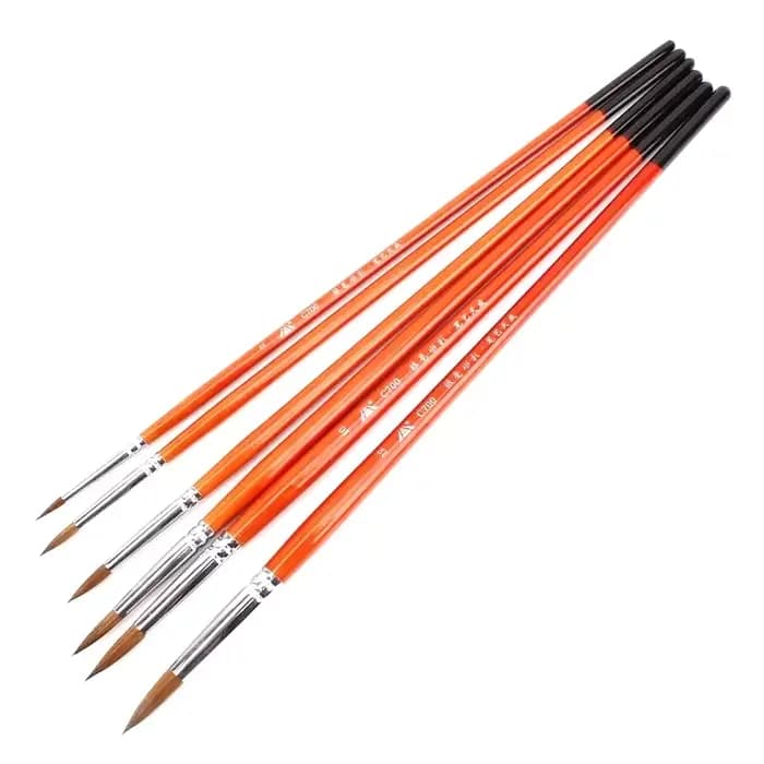 6 pièces aquarelle belette cheveux brosse conseils rond gouache pinceau ensemble de couleurs Art pei