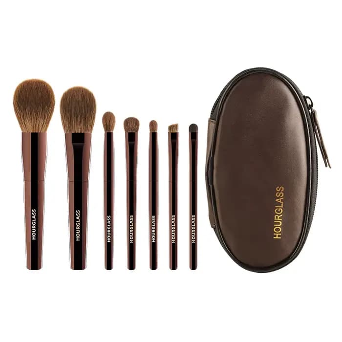 Ensemble de pinceaux de maquillage sablier, Mini brosse Portable 7 pièces, brosse en poils d'animaux