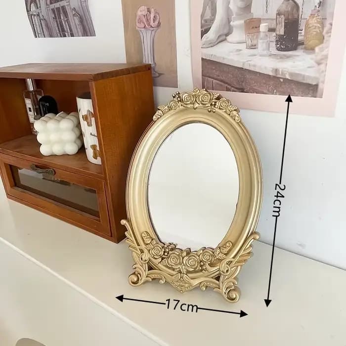 Miroir de Table à cadre sculpté de Style palais français rustique, plateau décoratif doré, miroir dé