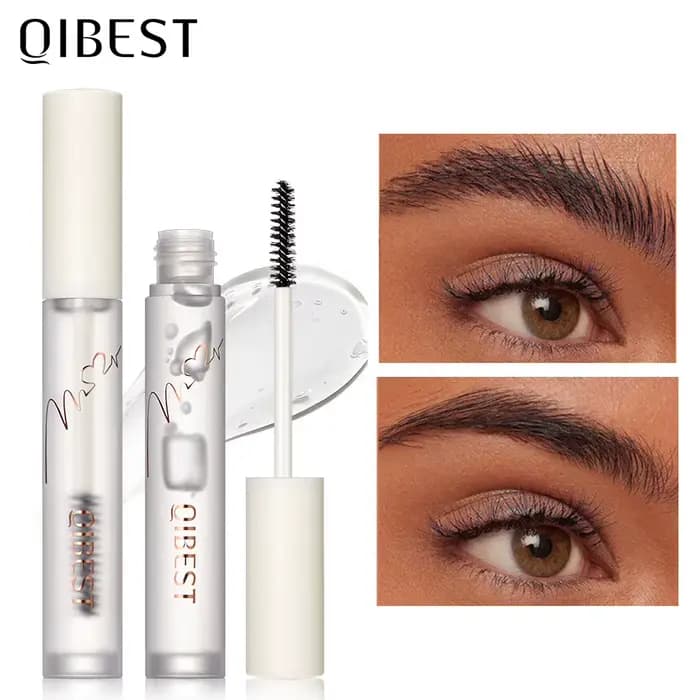 QIBEST Gel de sourcils liquide de coiffage Gel fixe Transparent incolore Gel de maquillage de répara