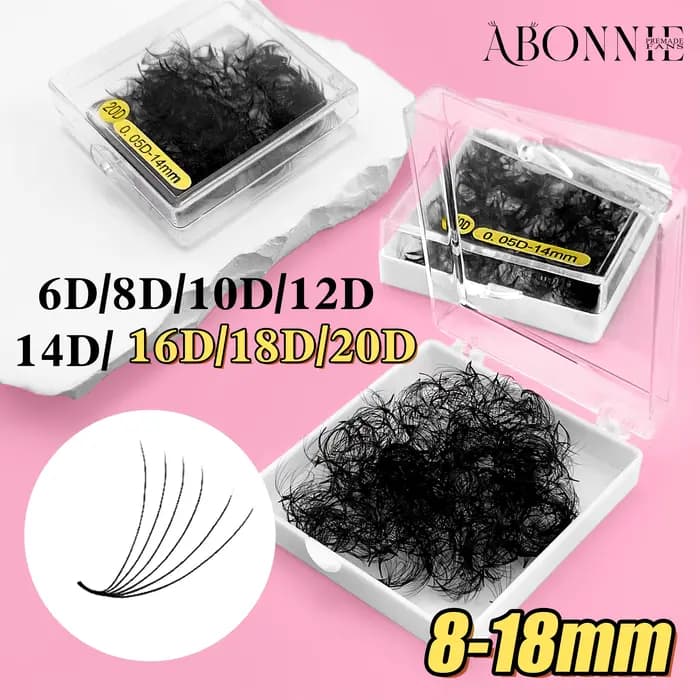 ABONNIE 500 ventilateurs Extensions de cils en éventail en vrac 6D-20D 8-18mm Base pointue préfabriq