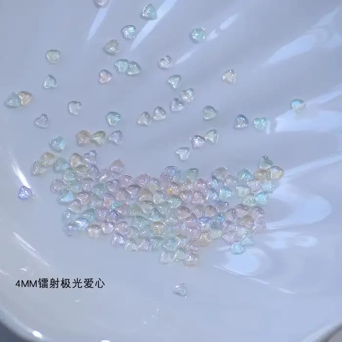 30 pièces/boîte Kawaii paillettes poudre coeur Nail Art décorations 3D résine strass breloques dessi