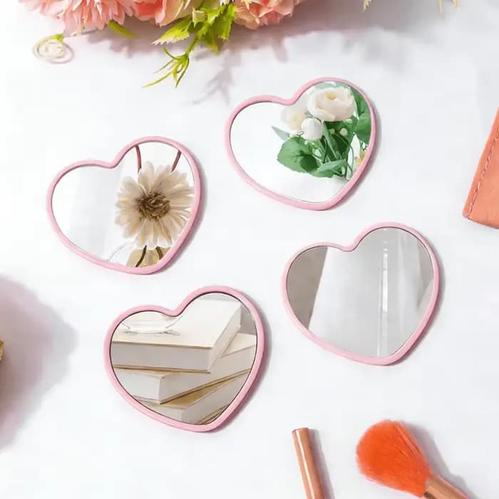 Miroir de voyage mignon en forme de cœur, 4/8 pièces, cadeau de fête, miroir de poche portable, miro