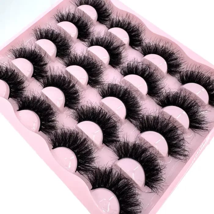 Nouveau 10 paires 3D Faux cils de vison vaporeux moelleux 25MM Faux cils Volume épais dramatique oei