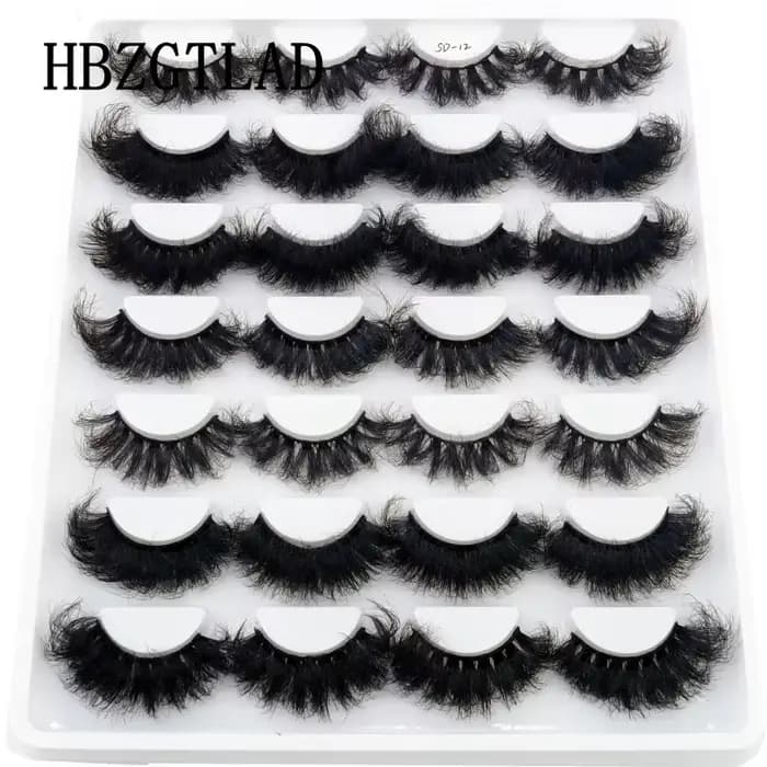 HBZGTLAD 14 paires de cils 25mm Faux cils de vison longue durée cils de vison moelleux Volume dramat