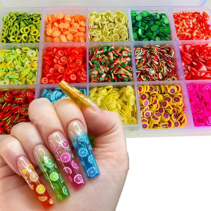 1000pc-240Pc tranches de fruits pour ongles, argile polymère 3D tranches de fruits autocollant tranc