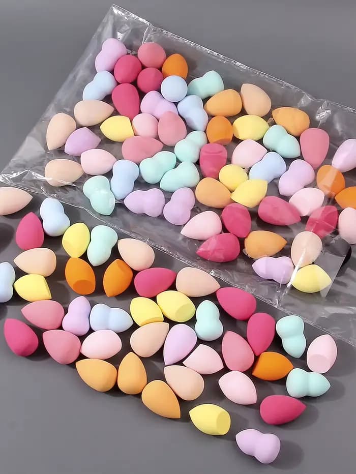 Éponges de maquillage sans latex, 10/20/25/50/100 pièces |   Couleurs et formes aléatoires pour liqu