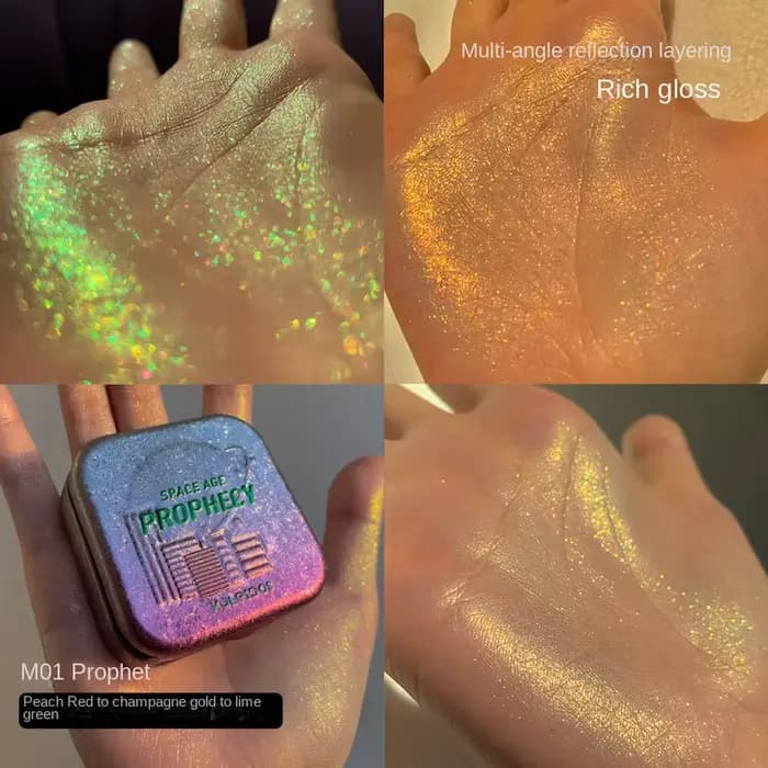 Enlumineur pour le visage Kaleidos, effet caméléon, diamant, brillant, chrome, caméléon, maquillage 