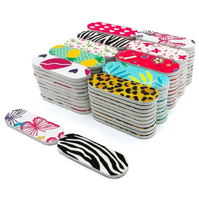 50 pièces limes à ongles planches Double face Mini limes à ongles bloc de ponçage coloré Gel mousse 