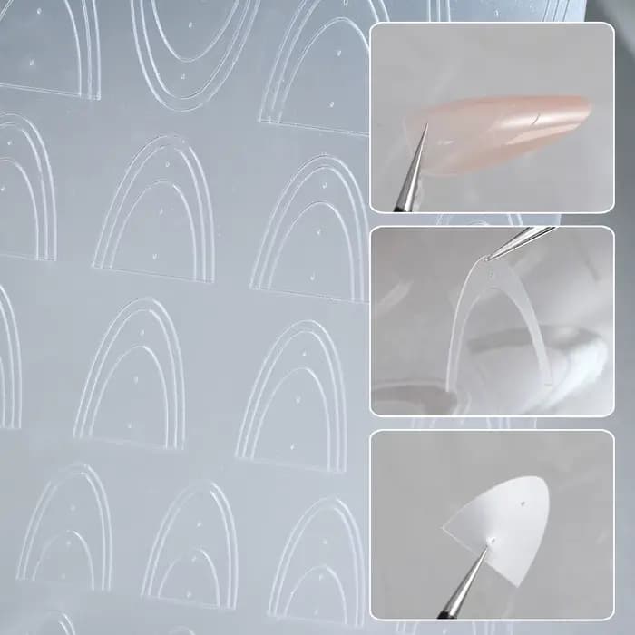 Autocollants pour ongles français en dentelle creuse, 1 pièce, mode Simple, curseur auto-adhésif, dé