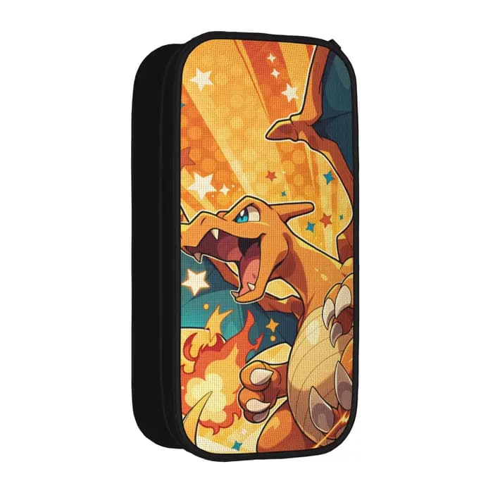 Trousse à crayons à double compartiment pour étudiants, motif personnages Pokémon, style rétro, pour