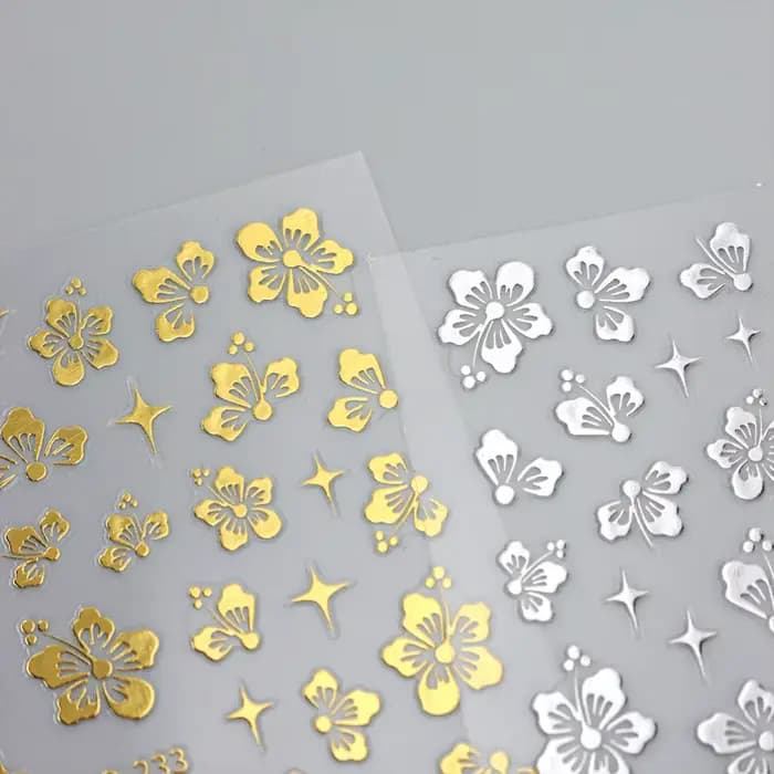 Autocollants 3D en forme de fleur d'hibiscus pour nail art, décalcomanies florales blanches, roses, 