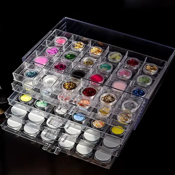 Boîte de rangement transparente en acrylique, 72/79/120 grilles, compartiment de rangement pour Nail