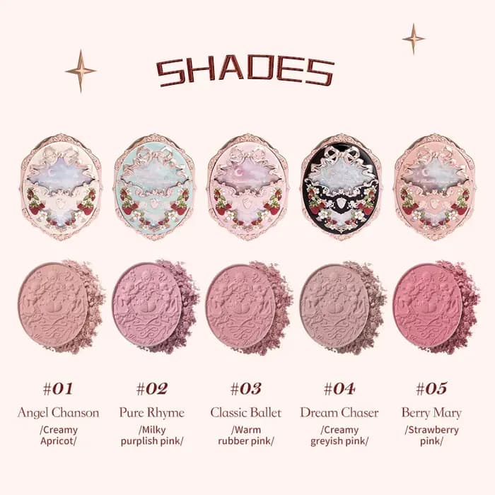 Flower Knows Strawberry Rococo Series Blush en relief 5g Blush en poudre
