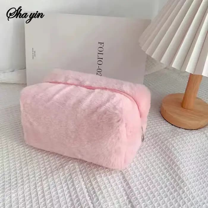 Trousse de maquillage élégante en velours, pochette à cosmétiques au Design de Niche de grande capac