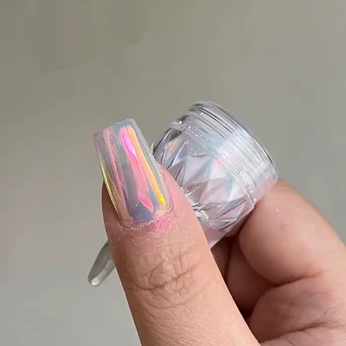 Poudre pour ongles miroir au clair de lune, blanc perle, paillettes, aurore, Pigment brillant, pouss