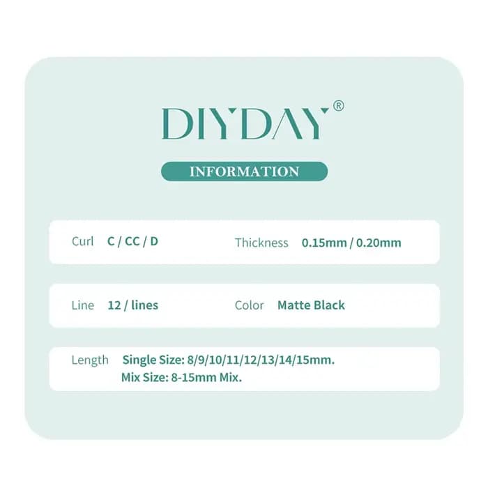 DIYDAY Ellipse Extensions de cils plats 0.15 0.20 cils plats individuels Super plus doux aspect natu