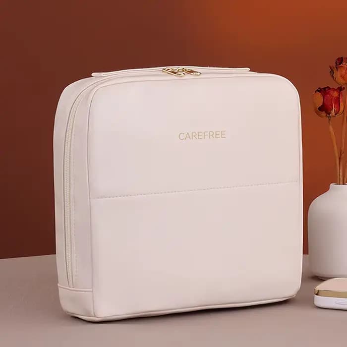 Trousse de maquillage verticale pour femmes, organisateur de cosmétiques multi-poches en PU, Portabl
