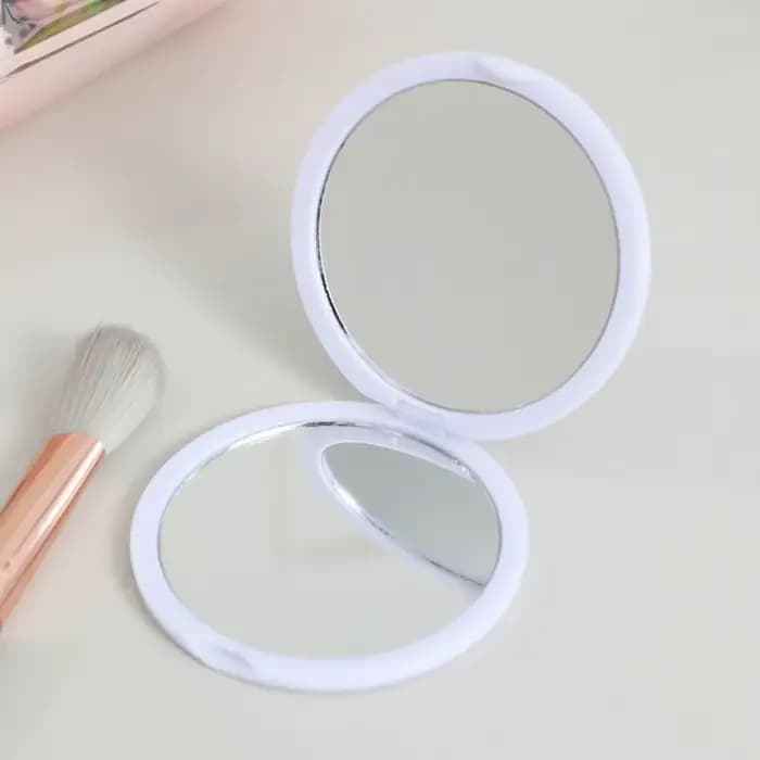 Mini miroir à main Simple, miroir de maquillage pliant Double face, miroir de poche Portable en plas