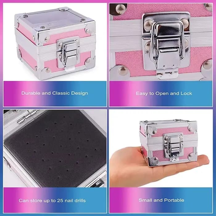 Boîte de support de foret à ongles professionnel, 1 pièce, avec 25 trous, présentoir en aluminium, b