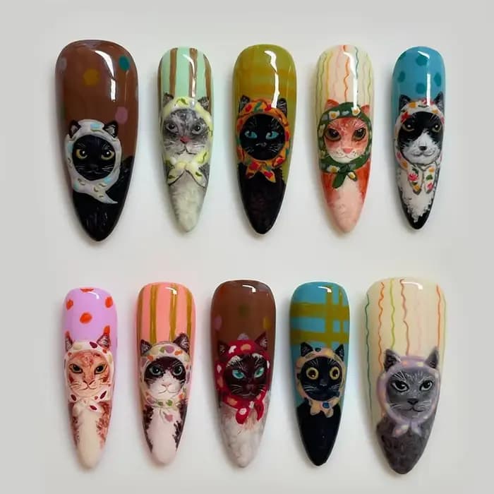 24 pièces longues amande presse sur ongles Anime modèle couverture complète ongles conseils ornement