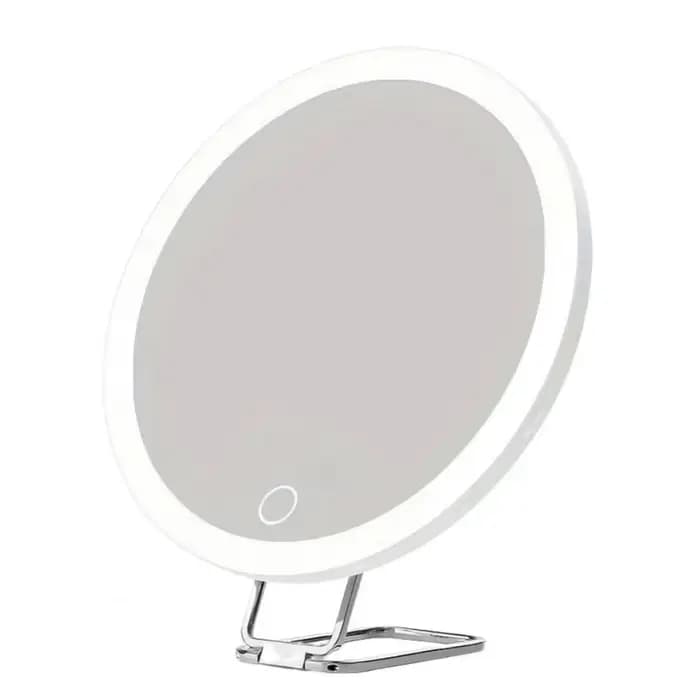 360 °   Miroir grossissant à support réglable avec lumière, miroir de maquillage LED pliable haute d