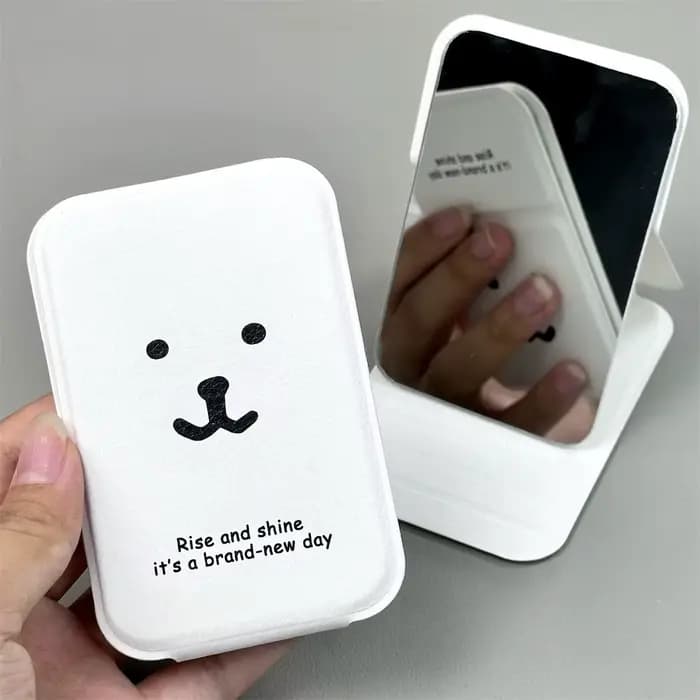 Miroir compact pliable Kawaii Nagano Joke Bear, miroir de poche mignon et amusant, parfait pour le m