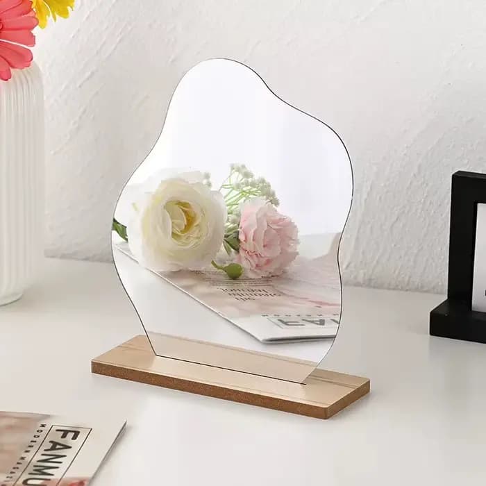Miroir sur pied en acrylique irrégulier, bricolage, maquillage de bureau, ornement de bureau, décora