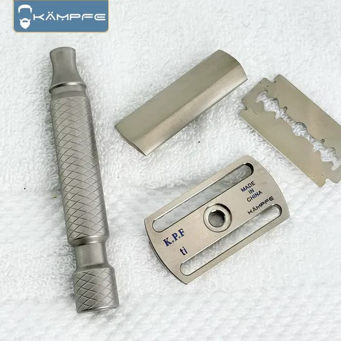 Rasoir manuel KAMPFE de sécurité à double tranchant en alliage de titane pour homme, usinage CNC de 