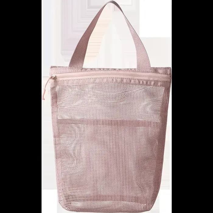 Trousse de toilette portable 23x26cm avec poignée pratique, sac de rangement de toilette en maille d