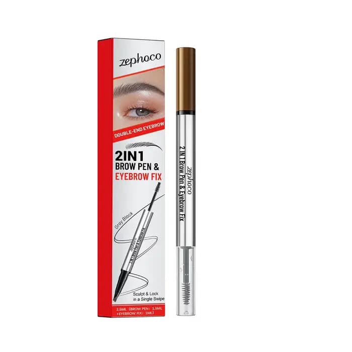 Crayon à sourcils 2 en 1 Zephoco, fixation longue durée, imperméable, façonnage rapide, multi-usages