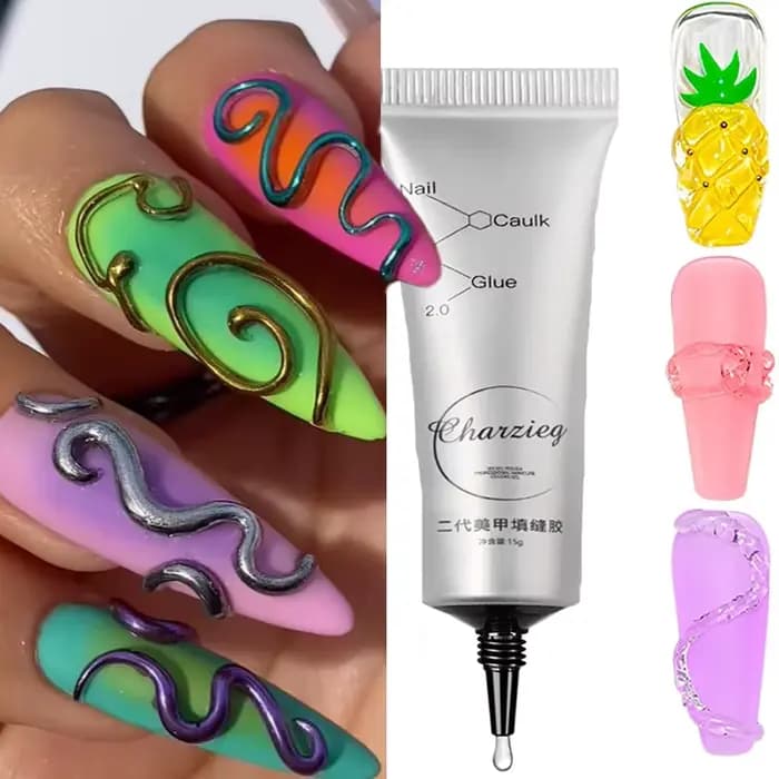 15g 3D modèle d'ongle Gel ongles strass colle Super forte Gel ongles colle pour ongles charme manucu
