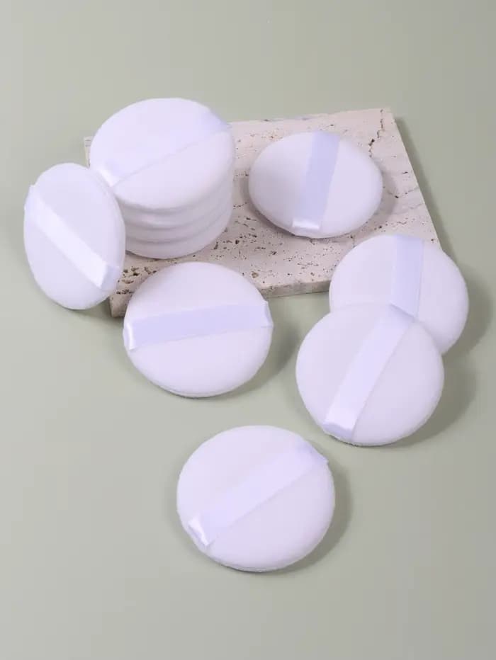 Bouffée de poudre ronde blanche de haute qualité, Portable et pratique, pour Base et fixation du maq