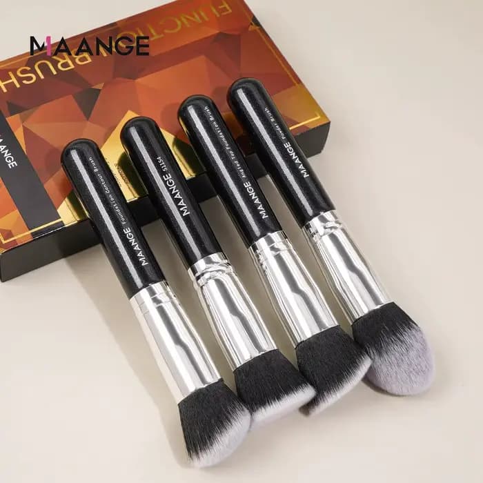MAANGE 4 pièces pinceaux de maquillage avec étui fond de teint correcteur poudre pinceau de maquilla