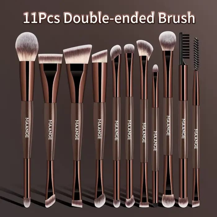 MAANGE – pinceaux de maquillage à double tête, 11 pièces, pinceau de contour, pinceau pour fard à pa