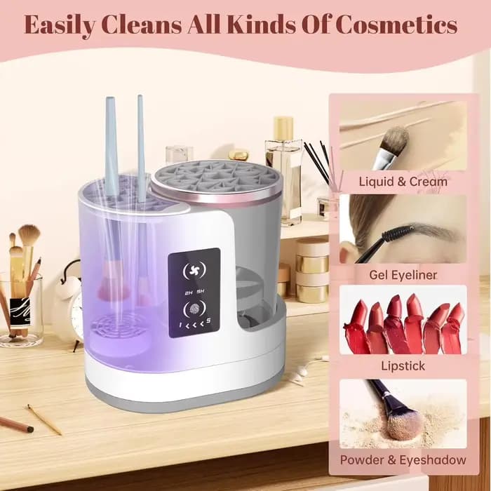 Machine électrique de nettoyage de pinceaux de maquillage 3 en 1, avec support de sèche-brosse de ma