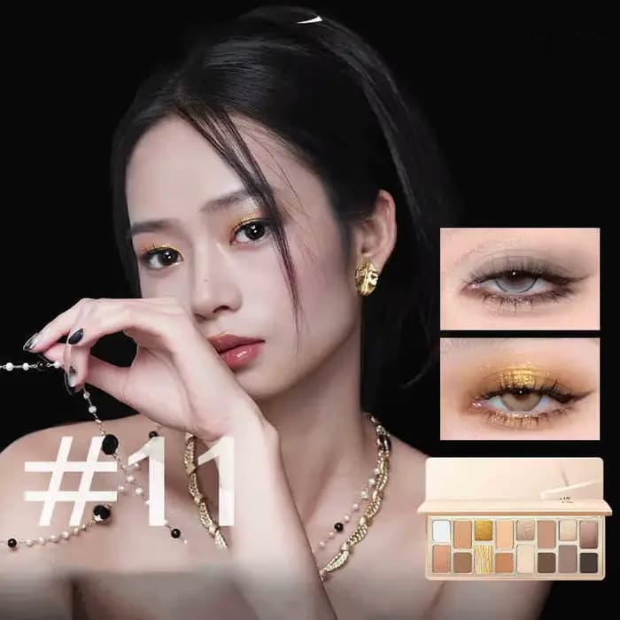 Palette Fards à Paupières Cheeryep 16 Couleurs Mat et Brillant Imperméable Longue Tenue Vegan Sans C