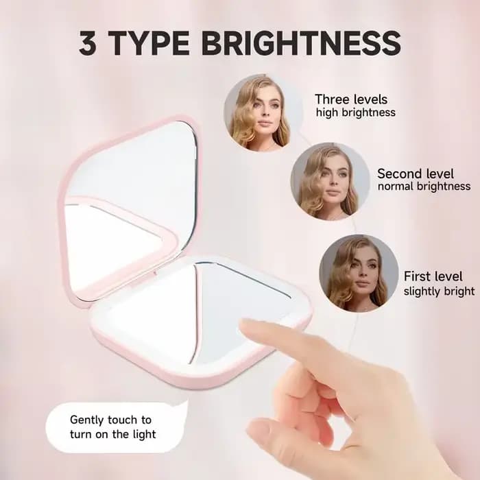 Miroir compact avec éclairage, grossissement 1X/2X, miroir de maquillage portable pliable de poche L