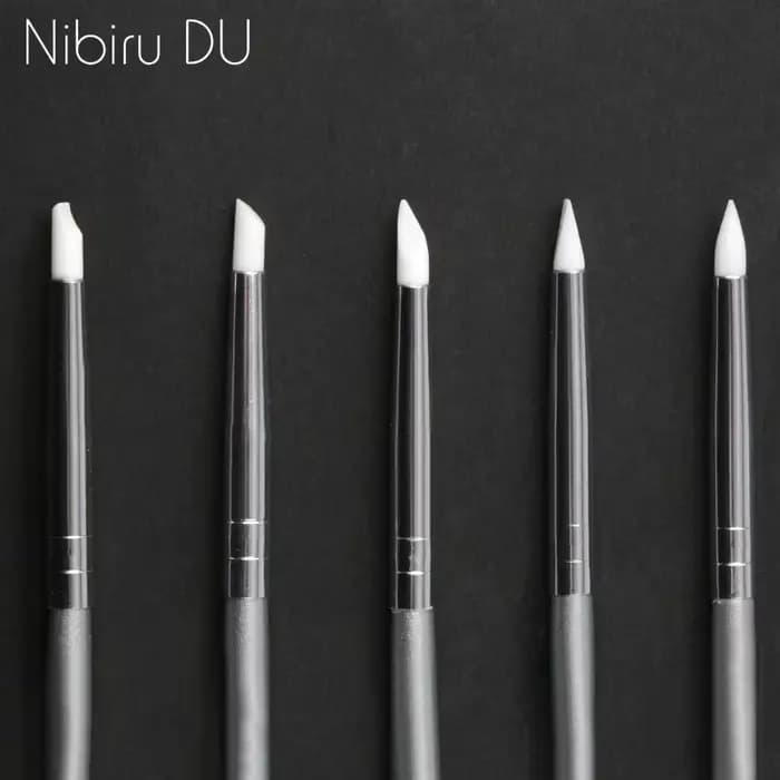 Brosse à ongles en Silicone, 5 pièces, Sculpture, gaufrage, poterie creuse, Sculpture, Gel UV façonn