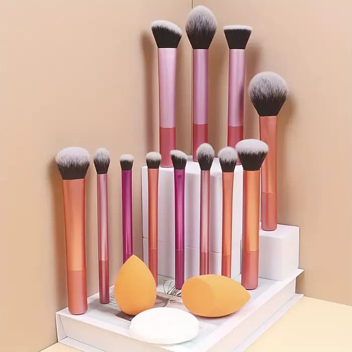 Ensemble de 12 pinceaux de maquillage multifonctionnels : pinceau pour poudre libre, pinceau pour bl